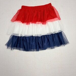Way to Celebrate Patriotic Tutu Skirt Girls Medium 7-8 Red White Blue Tiered 4th